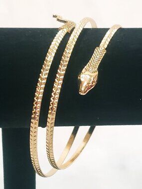Snake Arm Cuff Bracelet Bangle Upper Arm Gold Tone 3.5" wide